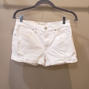 PACSUN The Shortie Mid-Rise Stretch Shorts Size 29 White Lightly Distres…